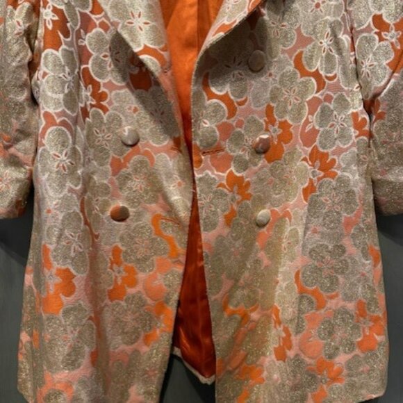 Vintage Silk Brocade Gold Floral Double Breasted Coat / Jacket (1960’s inspired) - Picture 9 of 16